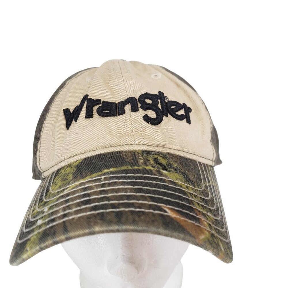 Wrangler Hat Camo Bill Adjustable Strap Back Embroidered Raised Spelled Out